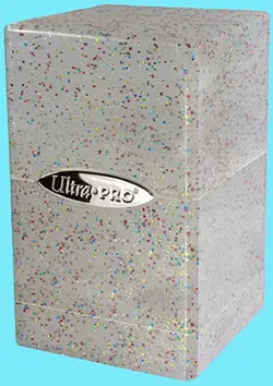ULTRA PRO Glitter Clear Satin Tower Deck Box Card Dice Compartment Storage Case - Image 1