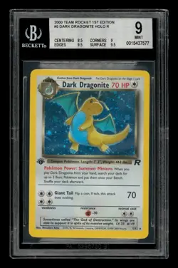 2000 Pokemon Team Rocket 1st Edition: # 5 Dark Dragonite Holo R BGS 9 MINT - Image 1