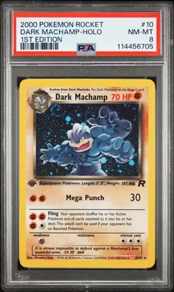 2000 POKEMON ROCKET 1ST EDITION #10 DARK MACHAMP-HOLO PSA 8 - Image 1