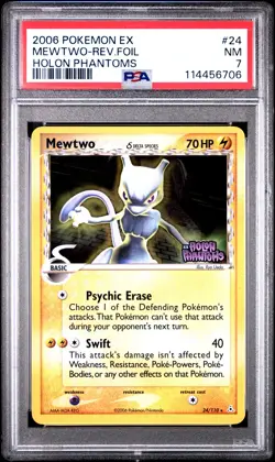 2006 Pokemon Ex Holon Phantoms #24 Mewtwo-Rev.Foil Holon Phantoms PSA 7 - Image 1