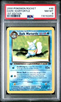 2000 Pokemon Team Rocket First Edition Dark Wartortle #46/82 PSA 8 - Image 1
