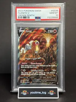 2023 Pokemon Sword And Shield Crown Zenith Fa Entei V #GG36 PSA 10 - Image 1