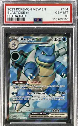2023 Pokemon MEW ** BLASTOISE ex ** Ultra Rare #184 💎 PSA 10 💎 - Image 1
