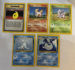 Lot Of 5 Pokemon Base set Vintage Cards Deveolution Ponyta Nidoran Dewgong LP/NM - Image 1
