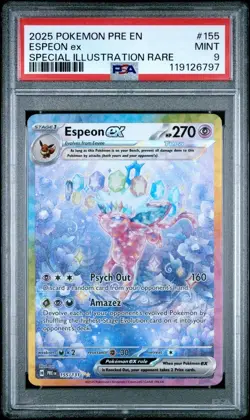 2025 Pokemon Espeon EX Special Illustration Rare Prismatic Evolutions #155 PSA 9 - Image 1