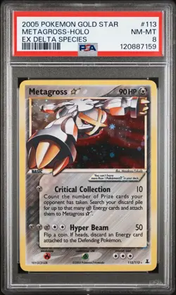 Pokemon 2005 EX Delta Species Gold Star #113 Metagross-Holo PSA 8 - Image 1