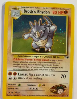 Brock's Rhydon 2/132 Holo Rare Unlimited Gym Heroes Pokemon Card TCG NM - Image 1