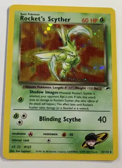 Rocket's Scyther 013/132 Holo Rare Unlimited Gym Heroes Pokemon Card TCG NM - Image 1