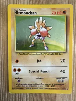 Hitmonchan - 7/102 - Pokemon Base Set Unlimited Holo Rare Card WOTC DMG - Image 1