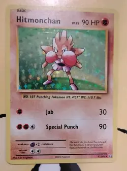 Pokemon Card TCG Hitmonchan 62/108 Evolutions Holographic Rare Foil Near Mint - Image 1