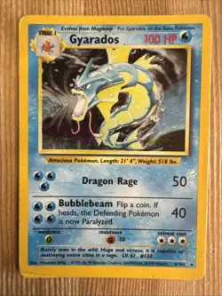 Gyarados 6/102 Pokemon Base Set Unlimited Holo Rare Card WOTC DMG - Image 1