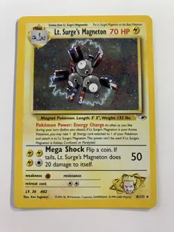 Lt. Surge's Magneton 8/132 Holo Rare Unlimited Gym Heroes Pokemon Card TCG NM - Image 1