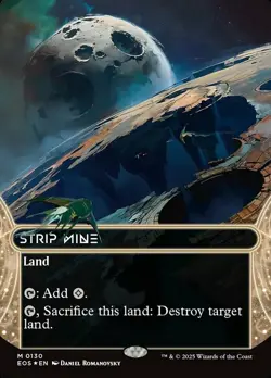 MTG Strip Mine (0130) - Galaxy Foil - Borderless, NM-Mint, English Edge of Etern - Image 1