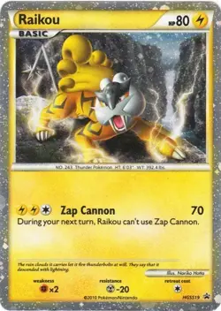 Moderately Played Raikou (HGSS Promo 19) - HGSS19 - Promotional Pokemon HGSS Pro - Image 1