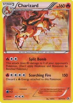 Heavily Played Charizard - 19/113 - Holo Rare Pokemon Legendary Treasures - Image 1