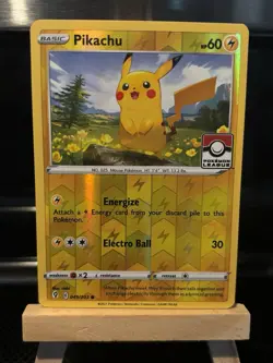Pokemon TCG - Pikachu 049/203 - Reverse Holo - Pokemon League Stamp Promo - NM - Image 1