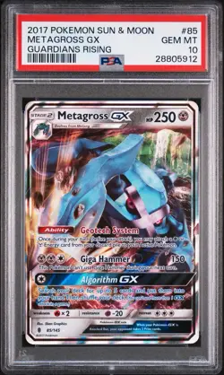 Pokemon TCG Guardians Rising Metagross GX Ultra Rare Card 85/145 PSA 10 - Image 1