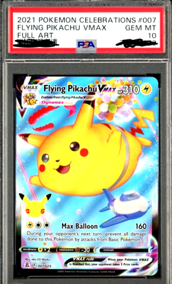 | PSA 10 | 2021 Pokemon Celebrations 007 Full Art/Flying Pikachu Vmax - Image 1