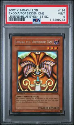 Exodia the Forbidden One Yugioh 2002 LOB 1st Legend Blue Eyes #124 PSA 9 - Image 1