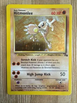 Hitmonlee - 7/62 - Pokemon Fossil Unlimited Holo Rare Card WOTC - VLP - Image 1
