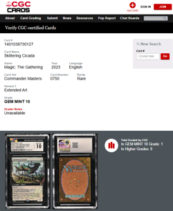 MTG Magic The Gathering Commander Masters Ext Art Skittering Cicada CGC 10 POP 1 - Image 3
