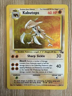Kabutops 9/62 Pokemon TCG Unlimited Fossil Holo Rare WOTC - HP - Image 1