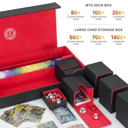 6 in1 Card Deck Box Set,X 6 in 1 For 2400+ Unsleeved Cards Black & Red Set - Image 4