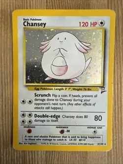 Chansey 3/130 - Base Set Unlimited Holo Rare Pokemon TCG Card WOTC - HP - Image 1