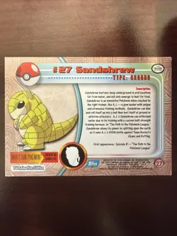 Sandshrew #27 - BLUE LOGO - NON-HOLO - SERIES 1 - TOPPS POKEMON CARD - NM/LP - Image 2