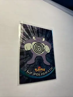 1999 RARE Topps Pokemon #62 Poliwrath Holo Foil Card TV Animation Black - Image 4