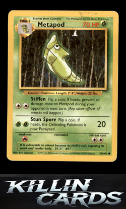 Metapod 054/102 Pokemon Common Base Set Card MP - Image 1