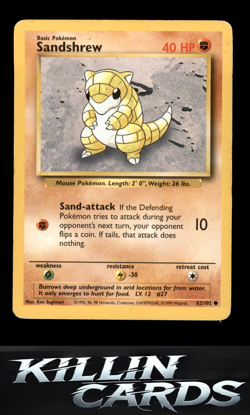 Sandshrew 062/102 Pokemon Common Base Set Card MP - Image 1
