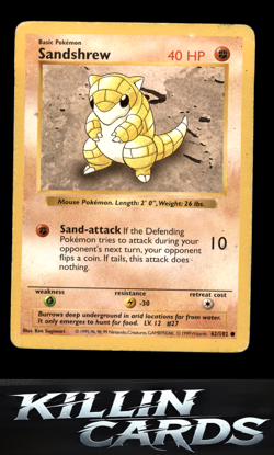 Sandshrew 062/102 Pokemon Common Base Set (Shadowless) Card MP - Image 1