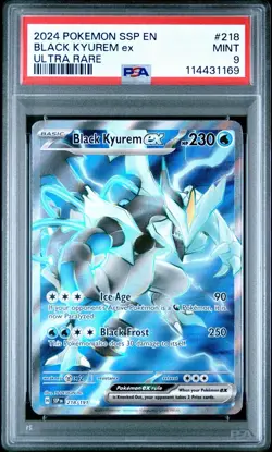 2024 POKEMON SSP EN-SURGING SPARKS ULTRA RARE #218 BLACK KYUREM EX PSA 9 - Image 1