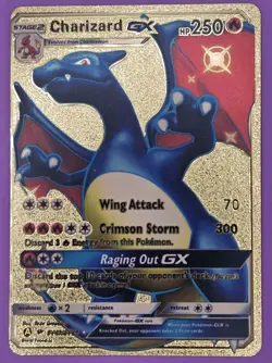 Pokemon Charizard GX Hidden Fates SV49/SV94 Holo GOLD FOIL Fan Art HP250 - Image 1