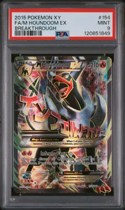 Pokemon M Houndoom EX 154/162 PSA 9 Mint Breakthrough Holo Full Art FA 2015 Rare - Image 1