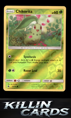 Reverse Holofoil Chikorita (5) 5/214 Pokemon Common SM - Lost Thunder Card NM - Image 1