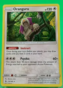 Oranguru #113/149 Pokemon Card Sun & Moon Base Set Regular Holo Rare NM - Image 1