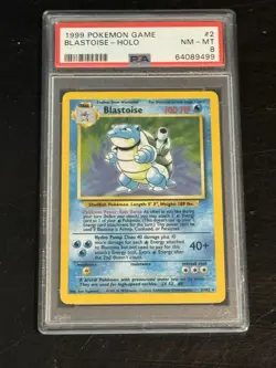 Pokemon Blastoise #2 1999 Base Set Holo Unlimited Rare Card 2/102 PSA 8 - Image 1