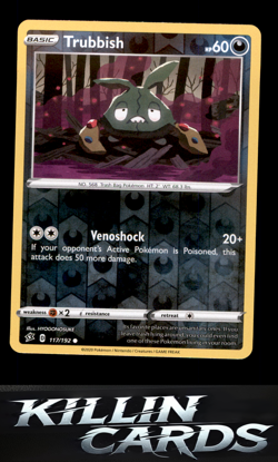 Reverse Holofoil Trubbish 117/192 Pokemon Common SWSH02: Rebel Clash Card NM - Image 1