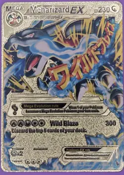 Mcharizard EX Gold Foil Fan Art Textured Collector Vinyl Pokemon Card HP230 - Image 1
