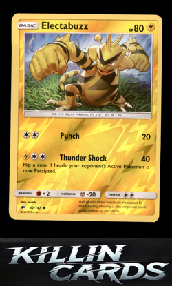 Reverse Holofoil Electabuzz 42/147 Pokemon Uncommon SM - Burning Shadows Card NM - Image 1