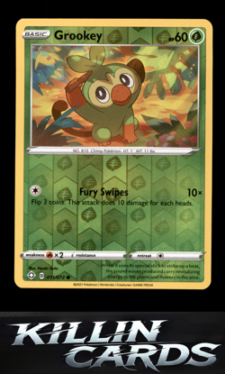 Reverse Holofoil Grookey 011/072 Pokemon Common Shining Fates Card NM - Image 1