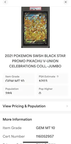 2021 Pokemon SWSH Celebrations Black Star Promo - PIKACHU V-Union JUMBO PSA 10 - Image 4