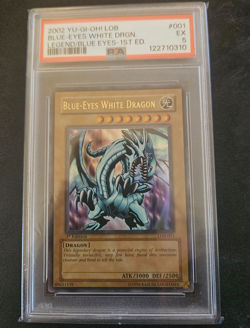 Yugioh Blue Eyes White Dragon LOB-001 1st Edition 2002 North American PSA 5 - Image 1