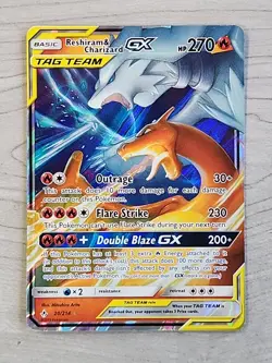 Pokemon Reshiram & Charizard GX 20/214 Sm-Unbroken Bonds Holo LP English - Image 1