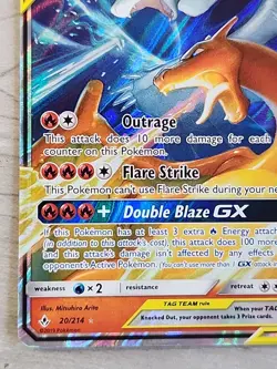 Pokemon Reshiram & Charizard GX 20/214 Sm-Unbroken Bonds Holo LP English - Image 4