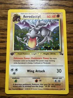 Pokemon Fossil Prerelease Aerodactyl 1st Edition Holo 1/62 - Image 1