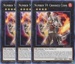 Yugioh - Number 59: Crooked Cook x 3 - 1st Edition NM - Free Holographic Card - Image 1