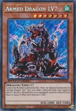 Yugioh - Armed Dragon LV7 - 1st Edition - Secret Rare NM - Free Holographic Card - Image 1